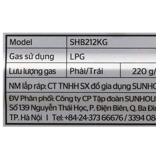 Bếp gas dương đơn kính họng gang Sunhouse SHB212KG