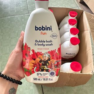[ TẶNG GEL RỬA TAY 100ML ] Gel tắm tạo bọt cho trẻ em Bobini Fun mềm mịn hương mâm xôi 1+ tuổi 500ML