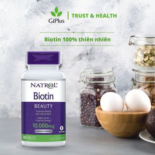 Viên Uống Hỗ Trợ Mọc Tóc, Móng Natrol Biotin 10.000mcg (100 Viên/Lọ)