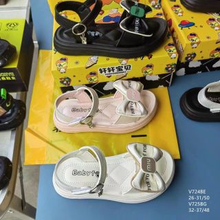 Sandal trẻ em quai ngang da mềm đính nơ xinh xắn V724