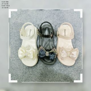 Sandal trẻ em quai ngang đính nơ hạt kim tuyến xinh xắn F239