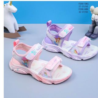 Sandal trẻ em quai ngang dán họa tiết cô gái F268