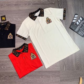 Áo Cổ Trụ Nam thêu Lv