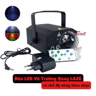 Đèn laser ánh sáng laze cảm biến âm thanh - Kết hợp Đèn LED xoay 7 màu dùng trang trí vũ trường,phòng karaoke giá sỉ