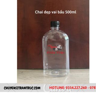 Chai Nhựa Dẹp Vai Bầu 500ml | Chai PET Đựng nước hoa quả giá sỉ