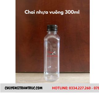 Chai Nhựa Vuông 300ml | Chai đựng nước uống sinh tố trái cây giá sỉ