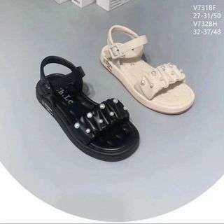 Sandal trẻ em quai ngang nhún đính ngọc trai xinh xắn V731 giá sỉ