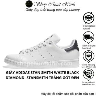 Giày sneaker stanmith trắng gót đen, stanmith white back bản trung cao cấp full phụ kiện túi hộp bill box shopchuotxinh giá sỉ