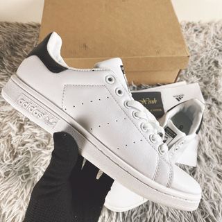 Giày sneaker stanmith trắng gót đen, stanmith white back bản trung cao cấp full phụ kiện túi hộp bill box shopchuotxinh