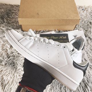 Giày sneaker stanmith trắng gót đen, stanmith white back bản trung cao cấp full phụ kiện túi hộp bill box shopchuotxinh