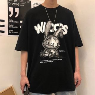 Áo Thun Unisex Form Rộng Tay Lỡ In Thỏ