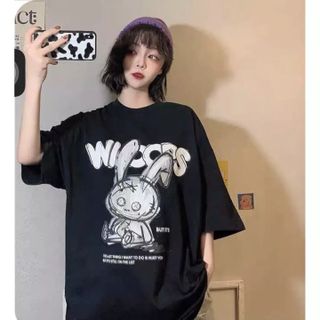Áo Thun Unisex Form Rộng Tay Lỡ In Thỏ