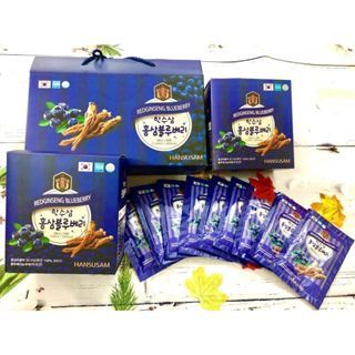 Nước hồng sâm Việt quất Hansusam Hàn Quốc hộp 20 gói - thùng 5 hộp