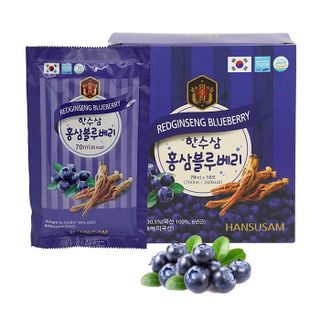 Nước hồng sâm Việt quất Hansusam Hàn Quốc hộp 20 gói - thùng 5 hộp