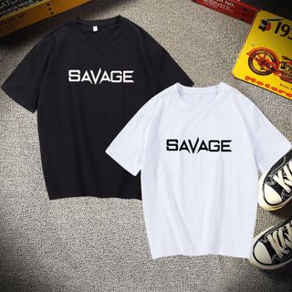 Áo Thun Unisex Form Rộng Tay Lỡ In Chữ SAVAGE