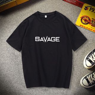 Áo Thun Unisex Form Rộng Tay Lỡ In Chữ SAVAGE