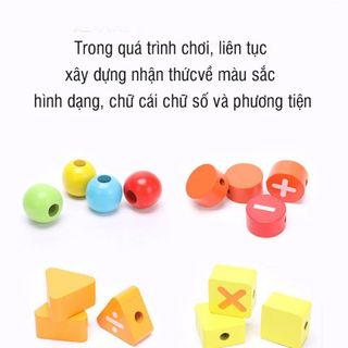 Đồ chơi xâu hạt gỗ 75 chữ số