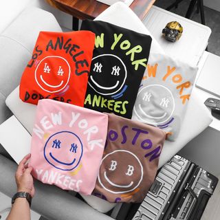 Áo Thun Nam Cổ Tròn New York Mlb4, Áo Phông Unisex Cotton 4 Chiều Chính Phẩm VảI Dày Dăn Bo Cổ Đồng Màu- Nicemen