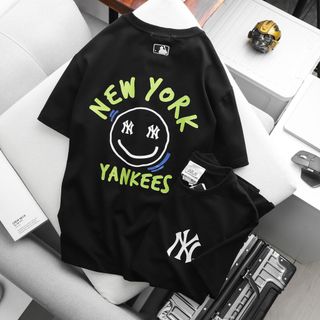 Áo Thun Nam Cổ Tròn New York Mlb4, Áo Phông Unisex Cotton 4 Chiều Chính Phẩm VảI Dày Dăn Bo Cổ Đồng Màu- Nicemen