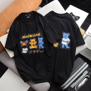 Áo Thun Nam Cổ Tròn In Gấu Vui Nhộn, Áo Local Brand Nicemen Full Tag, Áo Phông Cotton 4 Chiều Dày Dặn Bo Cổ Đồng Màu