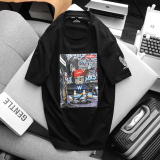 Áo Thun Nam Cổ Tròn Lifework 4, Áo Local Brand Nicemen Full Tag, Áo Phông Cotton 4 Chiều Dày Dặn Bo Cổ Đồng Màu