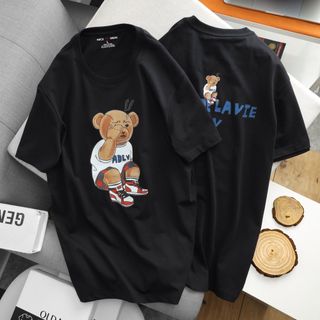 Áo Thun Nam Cổ Tròn Bear, Áo Phông Local Brand Nicemen Full Tag, Áo Phông Cotton 4 Chiều Dày Dặn Bo Cổ Đồng Màu