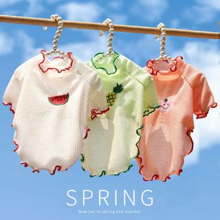 Áo thun vân cao cấp, thêu hình trái cây cho chó mèo, phù hợp mùa hè, mát mẻ, không bết