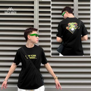 Áo Thun Nam Cổ Tròn Newera 6, Áo Phông Nam Cotton 4 Chiều VảI Dày Dặn Bo Cổ Đồng Màu - Nicemen