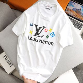 Áo Thun Nam Cổ Tròn Vuitton, Áo Phông Unisex ChấT Cotton 4 Chiều ChíNh PhẩM VảI Dày Dăn Bo Cổ Đồng Màu- Nicemen