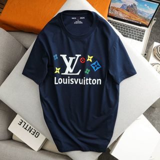 Áo Thun Nam Cổ Tròn Vuitton, Áo Phông Unisex ChấT Cotton 4 Chiều ChíNh PhẩM VảI Dày Dăn Bo Cổ Đồng Màu- Nicemen