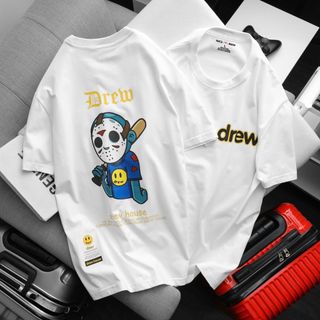 Áo Thun Nam Cổ Tròn Drew House, Áo Local Brand Nicemen Full Tag, Áo Phông Cotton 4 Chiều Dày Dặn Bo Cổ Đồng Màu