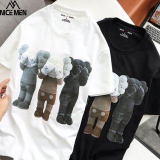 Áo Thun Nam Cổ Tròn Kaws , Áo Phông Unisex Cotton 4 Chiều ChíNh PhẩM VảI Dày Dặn Bo Cổ Đồng Màu- Nicemen