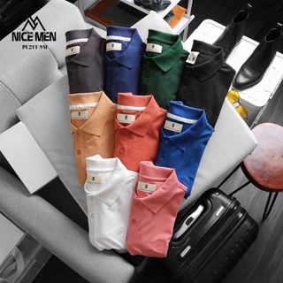 Áo Thun Nam Cổ Dệt Bo Len Tay Ngắn Thanh Lịch