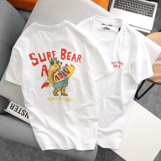 Áo Thun Nam Cổ Tròn Surf Bear, Áo Phông Nicemen Local Brand Full Tag Cotton 4 Chiều Vải Dày Dặn, Mềm Mịn