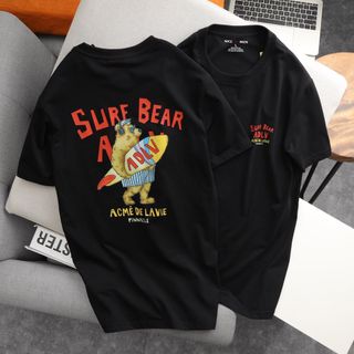 Áo Thun Nam Cổ Tròn Surf Bear, Áo Phông Nicemen Local Brand Full Tag Cotton 4 Chiều Vải Dày Dặn, Mềm Mịn