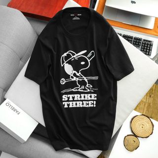 Áo Thun Nam Cổ Tròn Snoopy, Áo Phông Unisex Cotton 4 Chiều VảI Dày Dặn Bo Cổ Đồng Màu- Nicemen