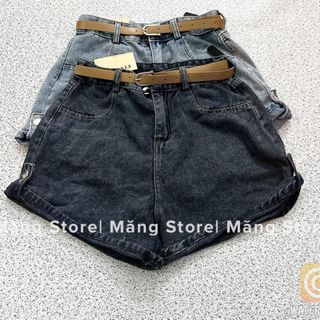 Quần shorts jean cạp cao kèm thắt lưng