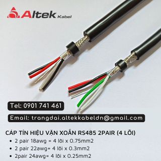 Cáp tín hiệu vặn xoắn chống nhiễu rs485 2 pair 18awg, 22awg, 24awg