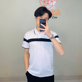 Áo polo nam kẻ 1 vạch ngực đẹp, thun cá sấu 4 chiều, mịn mát polo-ke-1v - Hà Đinh