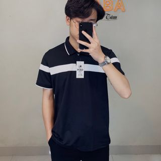 Áo polo nam kẻ 1 vạch ngực đẹp, thun cá sấu 4 chiều, mịn mát polo-ke-1v - Hà Đinh