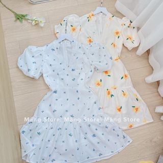 Váy cổ V xòe bèo 2 lớp