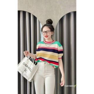 Áo len nữ kẻ ngang 7 màu hàng QCCC form chuẩn 55kg.