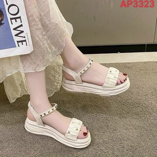 Sandal nữ quai ngang nhún đính đá đẹp