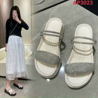 Sandal nữ quai ngang đính kim tuyến sang chảnh