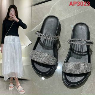 Sandal nữ quai ngang đính kim tuyến sang chảnh