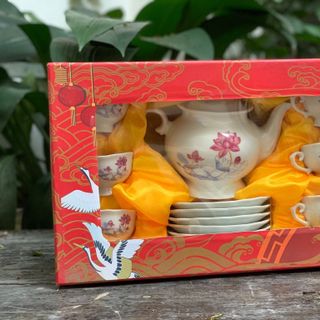 Bộ ấm trà cao cấp gốm sứ Duy Anh Bát Tràng