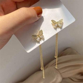 ✨️✨️✨️Khuyên tai tua rua dài phối hình bướm phong cách tiểu thư Hàn Quốc ngọt ngào✨️✨️✨️