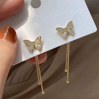 ✨️✨️✨️Khuyên tai tua rua dài phối hình bướm phong cách tiểu thư Hàn Quốc ngọt ngào✨️✨️✨️
