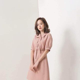 Đầm Hồng Sơ mi phối nơ xinh xắn 🎀🎀🎀
