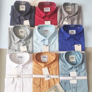 Áo sơ mi nam trơn tay dài hàng hộp vải lụa đẹp loại 1 không nhăn